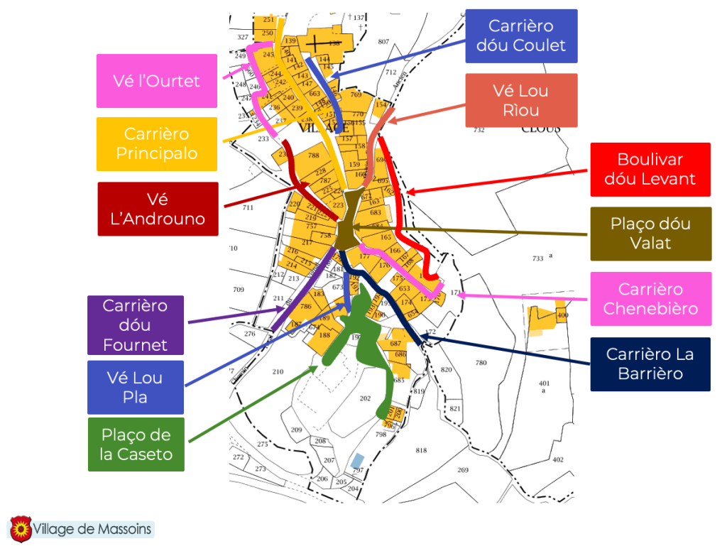 Plan du village de Massoins